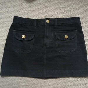 H&M Black Denim mini skirt with gold buttons